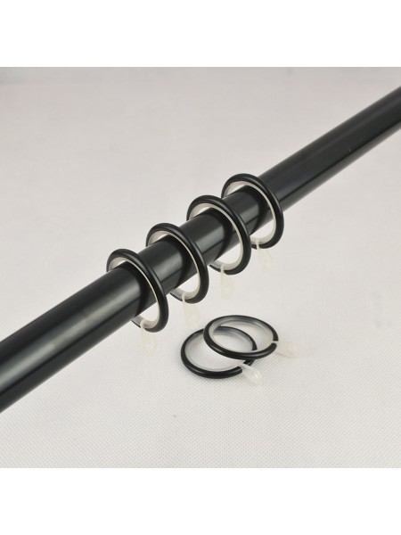 7/8" Black Wrought Iron Single Curtain Rod Set with Tail Finial Custom Length Rings