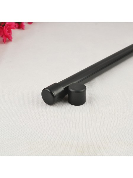 7/8" Black Wrought Iron Double Curtain Rod Set with Tail Finial Custom Length End Caps