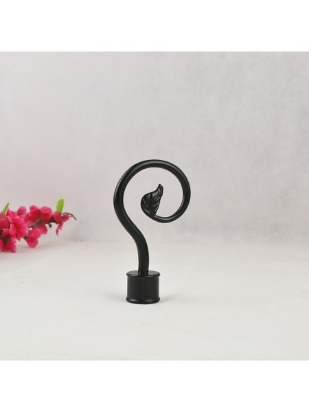 7/8" Black Wrought Iron Double Curtain Rod Set with Tail Finial Custom Length