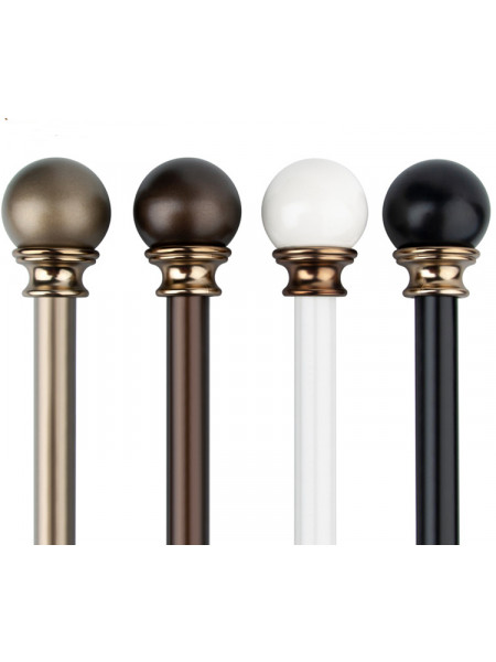 QYR37 1-1/8" Ivory Black Bronze Ball Finial Aluminum Alloy Single Double Curtain rod sets