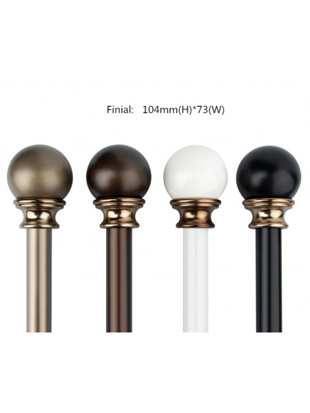 QYR37 1-1/8" Ivory Black Bronze Ball Finial Aluminum Alloy Single Double Curtain rod sets