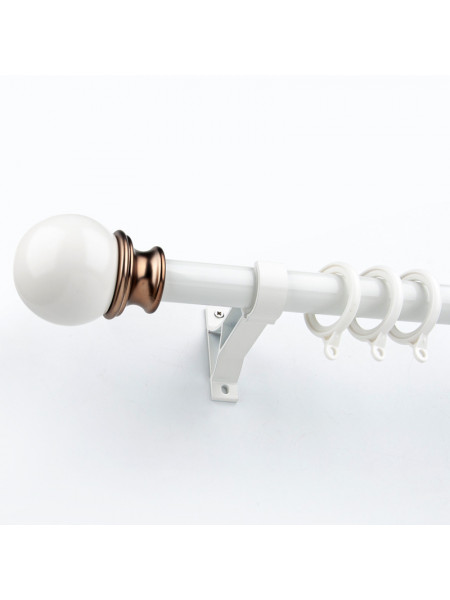 QYR37 1-1/8" Ivory Black Bronze Ball Finial Aluminum Alloy Single Double Curtain rod set