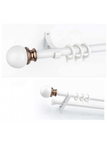 QYR37 1-1/8" Ivory Black Bronze Ball Finial Aluminum Alloy Single Double Curtain rod set(Color: Ivory)