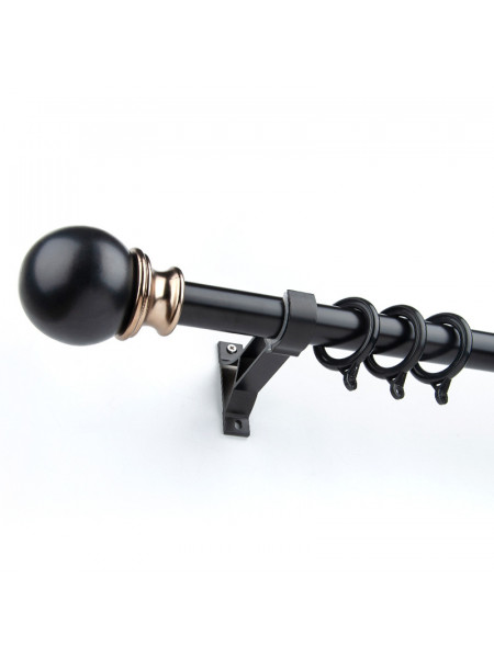 QYR37 1-1/8" Ivory Black Bronze Ball Finial Aluminum Alloy Single Double Curtain rod set