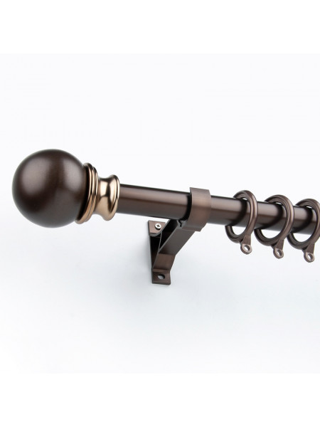 QYR37 1-1/8" Ivory Black Bronze Ball Finial Aluminum Alloy Single Double Curtain rod set