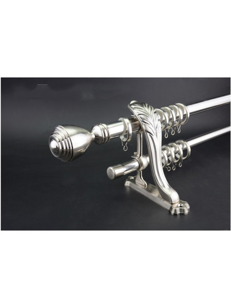 QYR3821 Nickel Silver Steel Curtain Rod Set With Peacock Bracket
