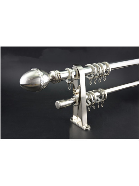 QYR3820 Nickel Silver Steel Curtain Rod Set