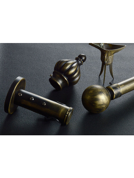 QYR39 1-1/8" Diameter Black Brush Gold Peacock Bracket Aluminum Alloy Single Double Curtain Rod Sets