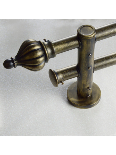 QYR39 1-1/8" Diameter Black Brush Gold Peacock Bracket Aluminum Alloy Single Double Curtain Rod Sets