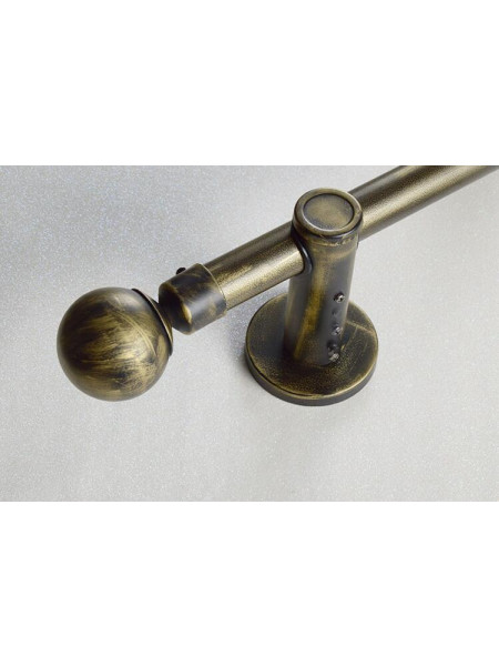 QYR39 1-1/8" Diameter Black Brush Gold Peacock Bracket Aluminum Alloy Single Double Curtain Rod Sets(Color: Black Brush Gold Ball Finial)