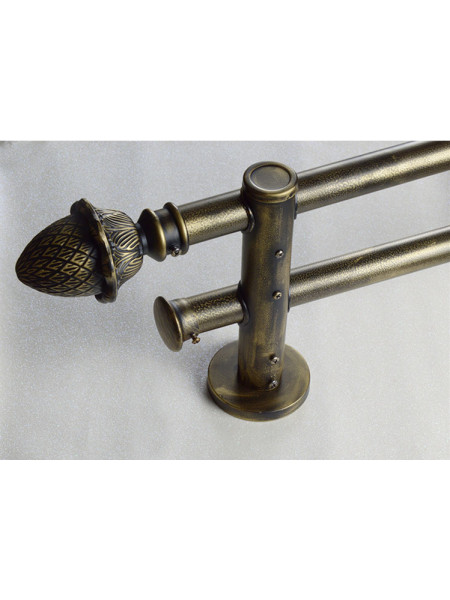 QYR39 1-1/8" Diameter Black Brush Gold Peacock Bracket Aluminum Alloy Single Double Curtain Rod Sets