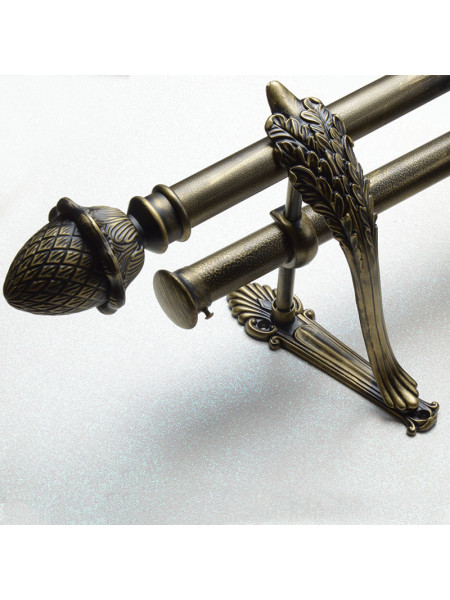 QYR39 1-1/8" Diameter Black Brush Gold Peacock Bracket Aluminum Alloy Single Double Curtain Rod Sets