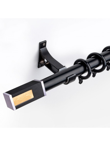 QYR40 1-1/8" Diameter Luxury White Grey Cuboid Finial Aluminum Alloy Single Double Curtain rod sets