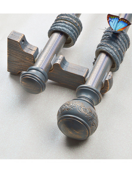 QYRY40 1-1/4"  Aluminum Alloy Thick White Blue Gold Curtain Rod Sets(Color: Blue)