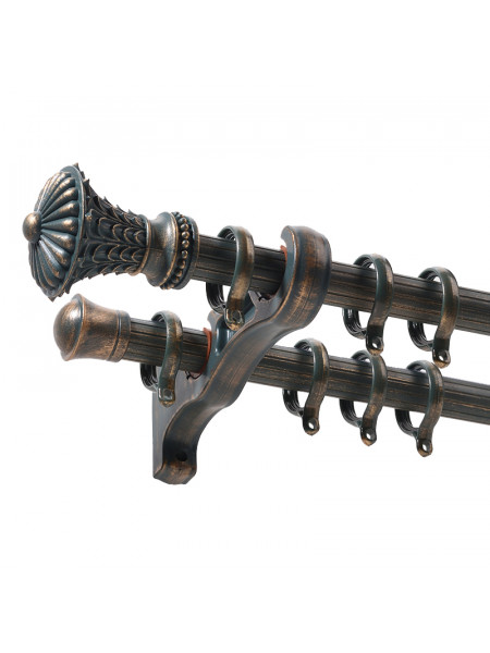 QYR4120 1-1/8" Antique Black White Green Tower Finial Aluminum Alloy Single Double Curtain Rod Sets