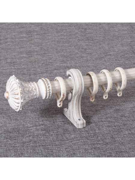 QYR4120 1-1/8" Antique Black White Green Tower Finial Aluminum Alloy Single Double Curtain Rod Sets(Color: Antique white)