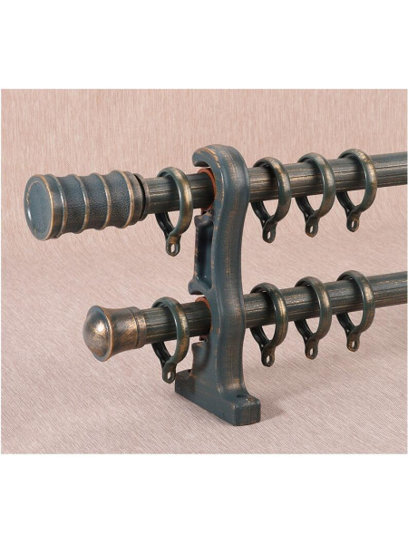 QYR4123 1-1/8" Antique Black White Green Bamboo Finial Aluminum Alloy Single Double Curtain Rod Sets