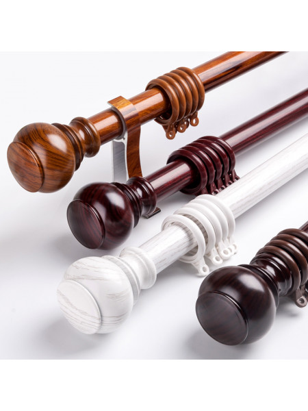 QYR44 1-1/4" Diameter Big Aluminum Alloy Wood Grain Single Double Curtain rod set