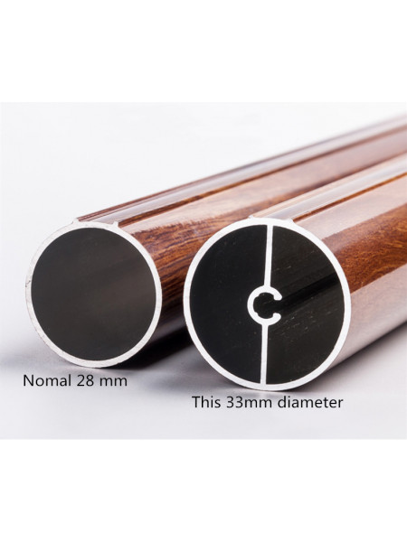 QYR44 1-1/4" Diameter Big Aluminum Alloy Wood Grain Single Double Curtain rod set