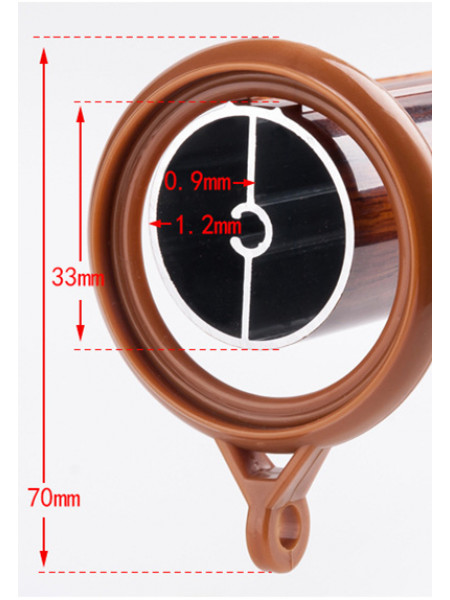 QYR44 1-1/4" Diameter Big Aluminum Alloy Wood Grain Single Double Curtain rod set