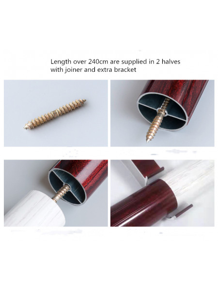 QYR44 1-1/4" Diameter Big Aluminum Alloy Wood Grain Single Double Curtain rod set