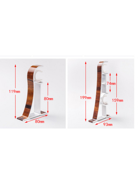 QYR44 1-1/4" Diameter Big Aluminum Alloy Wood Grain Single Double Curtain rod set