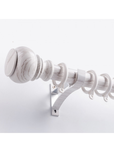 QYR44 1-1/4" Diameter Big Aluminum Alloy Wood Grain Single Double Curtain rod set(Color: White oak)