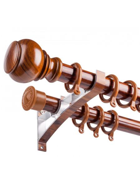 QYR44 1-1/4" Diameter Big Aluminum Alloy Wood Grain Single Double Curtain rod set