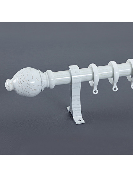QYR48 1-1/8" Diameter Wood Grain Gourd Finial Aluminum Alloy Single Double Curtain Rod Sets(Color: White oak)