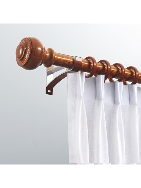 QYR49 1-1/8" Diameter Wood Grain Oval Finial Aluminum Alloy Single Double Curtain Rod Sets