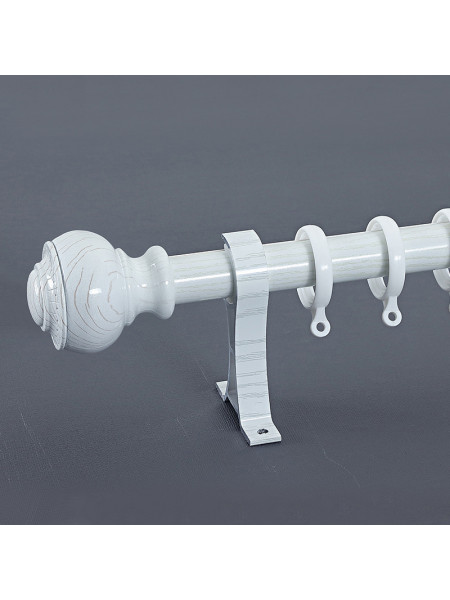 QYR49 1-1/8" Diameter Wood Grain Oval Finial Aluminum Alloy Single Double Curtain Rod Sets(Color: White oak)
