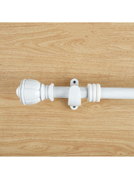QYR51 1-1/8" Diameter Wood Grain Cup Finial Aluminum Alloy Single Double Curtain Rod Sets(Color: White oak)