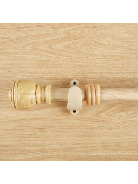 QYR51 1-1/8" Diameter Wood Grain Cup Finial Aluminum Alloy Single Double Curtain Rod Sets(Color: Wood)