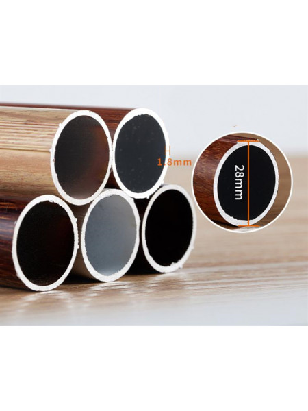 QYR52 1-1/8" Diameter Wood Grain Column Finial Aluminum Alloy Single Double Curtain Rod Sets
