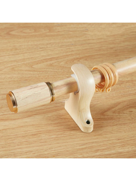 QYR52 1-1/8" Diameter Wood Grain Column Finial Aluminum Alloy Single Double Curtain Rod Sets(Color: Wood)