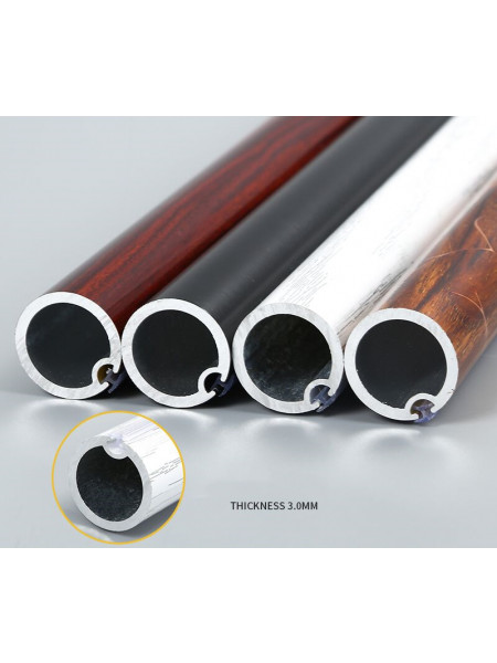 QYR53 1-1/8" Diameter Wood Grain Super Thick Aluminum Alloy Single Double Curtain rod sets