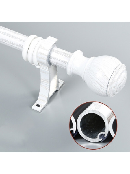QYR53 1-1/8" Diameter Wood Grain Super Thick Aluminum Alloy Single Double Curtain rod sets