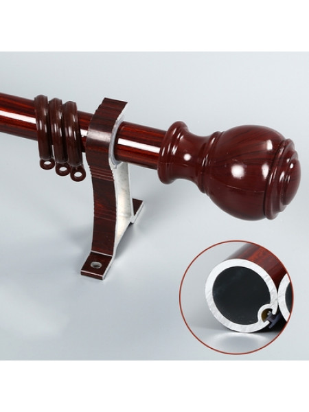 QYR53 1-1/8" Diameter Wood Grain Super Thick Aluminum Alloy Single Double Curtain rod sets