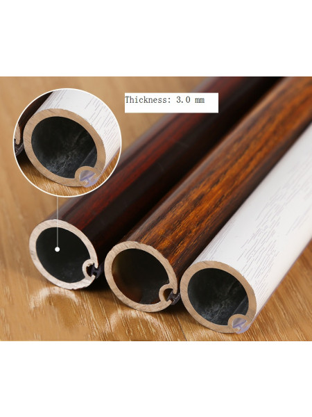 QYR54 1-1/8" Diameter Wood Grain Super Thick Aluminum Alloy Single Double Curtain rod sets