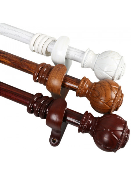 QYR54 1-1/8" Diameter Wood Grain Super Thick Aluminum Alloy Single Double Curtain rod sets