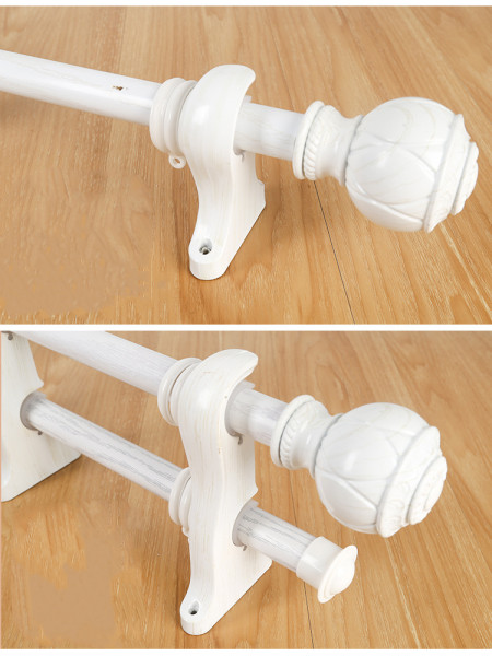 QYR54 1-1/8" Diameter Wood Grain Super Thick Aluminum Alloy Single Double Curtain rod sets