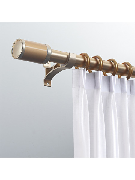 QYR55 1-1/4" Diameter Big Thick White Gold Single Double Curtain Rod Sets