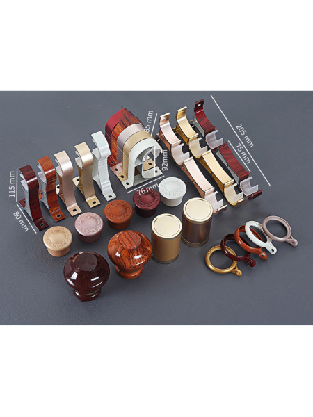 QYR56 1-1/4" Diameter Big Thick Wood Grain Single Double Curtain Rod Sets