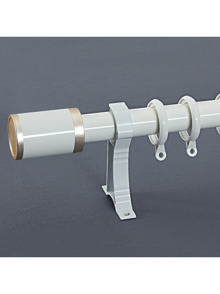 QYR55 1-1/4" Diameter Big Thick White Gold Single Double Curtain Rod Sets(Color: White)