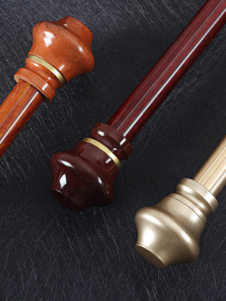 QYR56 1-1/4" Diameter Big Thick Wood Grain Single Double Curtain Rod Sets