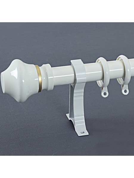 QYR56 1-1/4" Diameter Big Thick Wood Grain Single Double Curtain Rod Sets(Color: White)