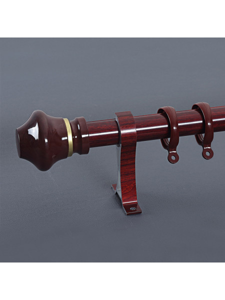 QYR56 1-1/4" Diameter Big Thick Wood Grain Single Double Curtain Rod Sets(Color: Red wood)