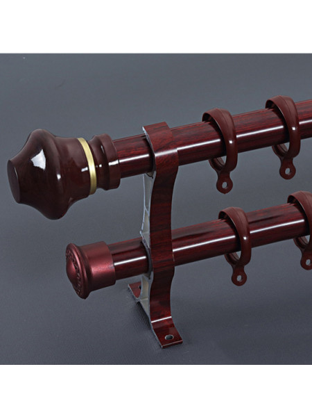 QYR56 1-1/4" Diameter Big Thick Wood Grain Single Double Curtain Rod Sets