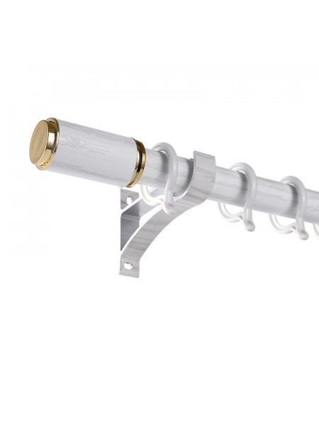 QYR57 1-1/8" Diameter Wood Grain Column Finial Aluminum Alloy Single Double Curtain Rod Sets(Color: White oak)