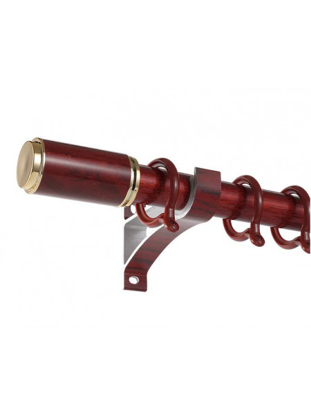 QYR57 1-1/8" Diameter Wood Grain Column Finial Aluminum Alloy Single Double Curtain Rod Sets(Color: Red wood)